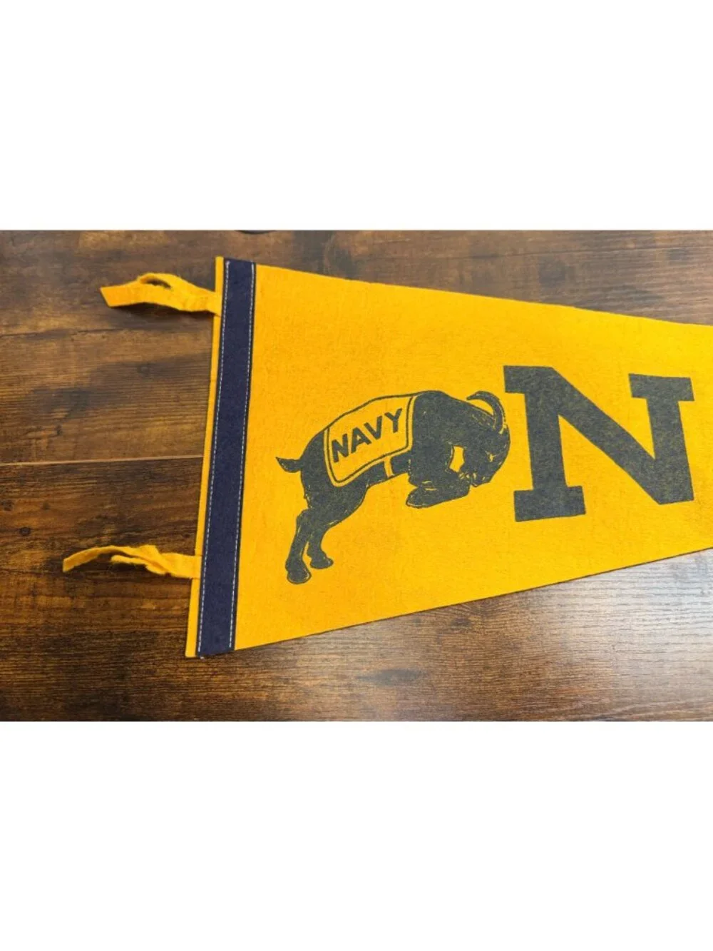 Vintage Navy Felt Pennant With Goat Mascot & Bold Lettering Sports Memorabilia
